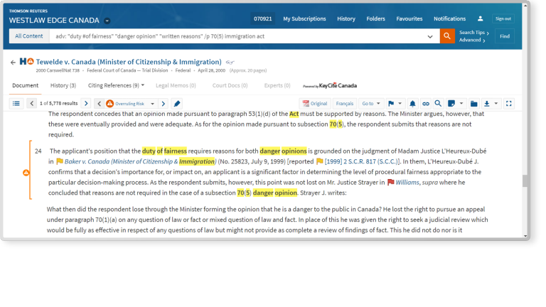 KeyCite Overruling Risk on Westlaw Edge