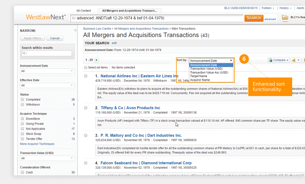 Westlaw Canada - Business Law Centre - M & A screenshot