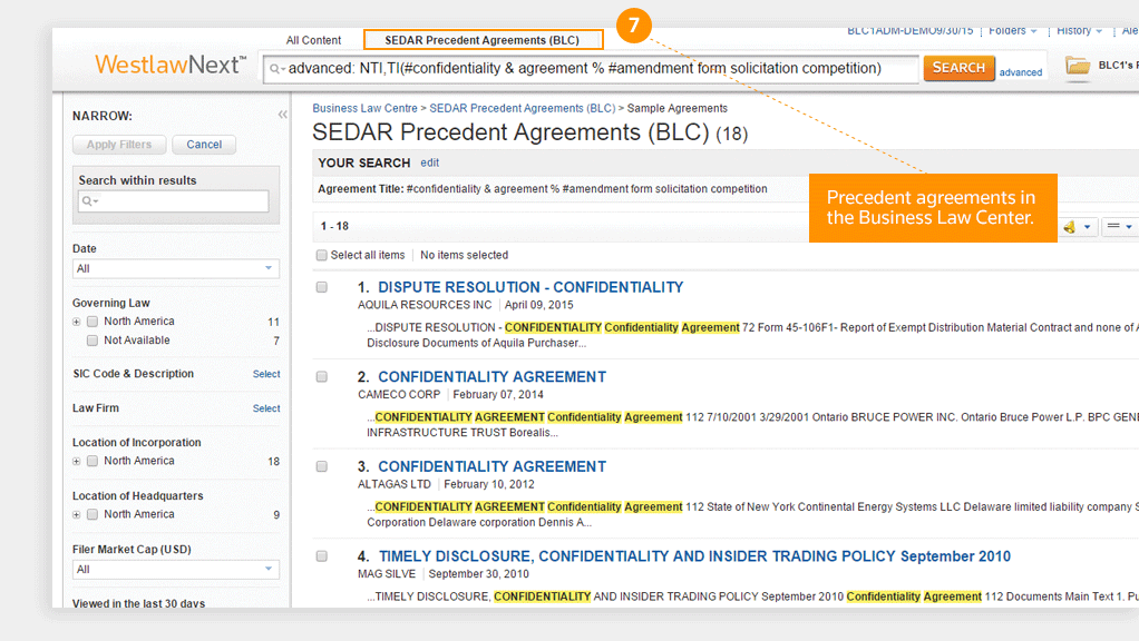 Westlaw Canada - Business Law Centre - M & A screenshot