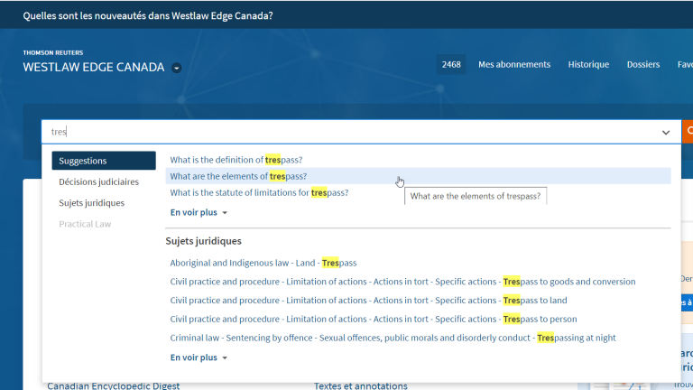 Westlaw Edge Canada | Common Queries