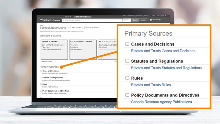 Primary Sources | Estates&TrustsSource | WestlawnextCanada