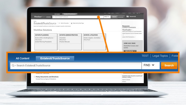 Global Search Box | Estates&TrustsSource | WestlawnextCanada