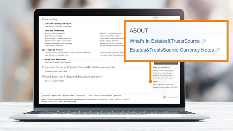 About | Estates&TrustsSource | WestlawnextCanada