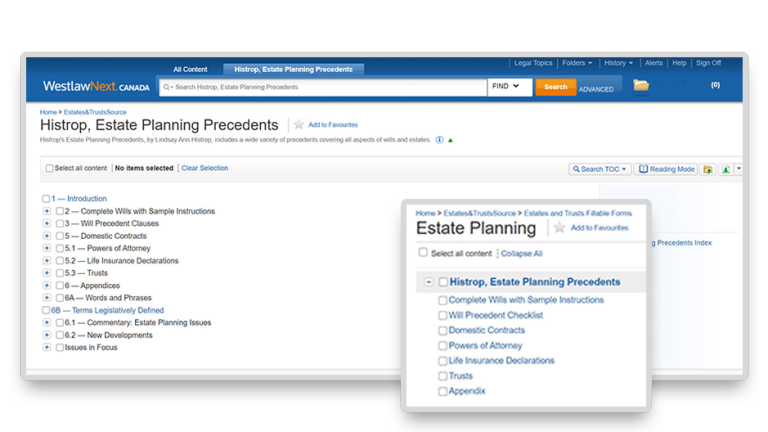 Histrop, Estate Planning Precedents | WestlawNext Canada