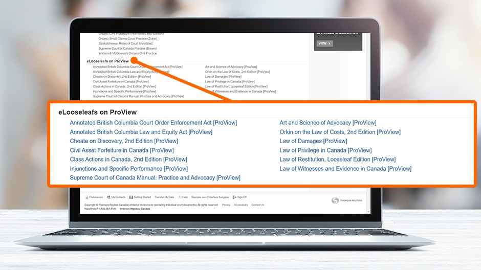 screenshot - 9. eLooseleafs on ProView Authoritative commentary on key litigation topics.