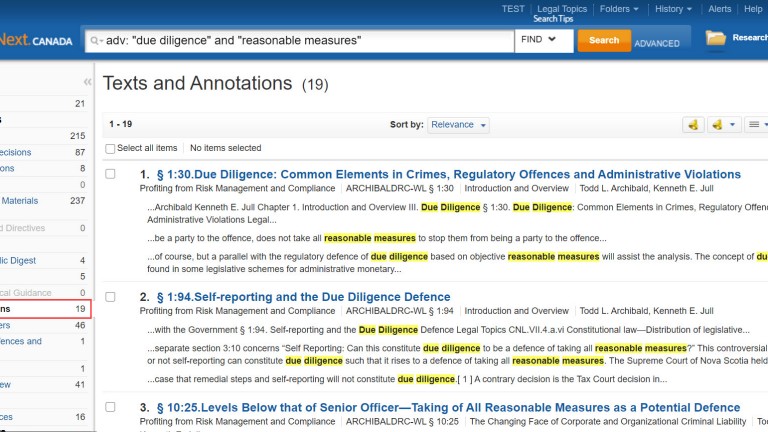 Search | Corporate Commercial Collection | WestlawNext Canada