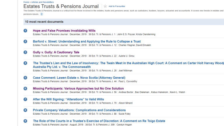 Estates, Trusts and Pensions Journal | Search