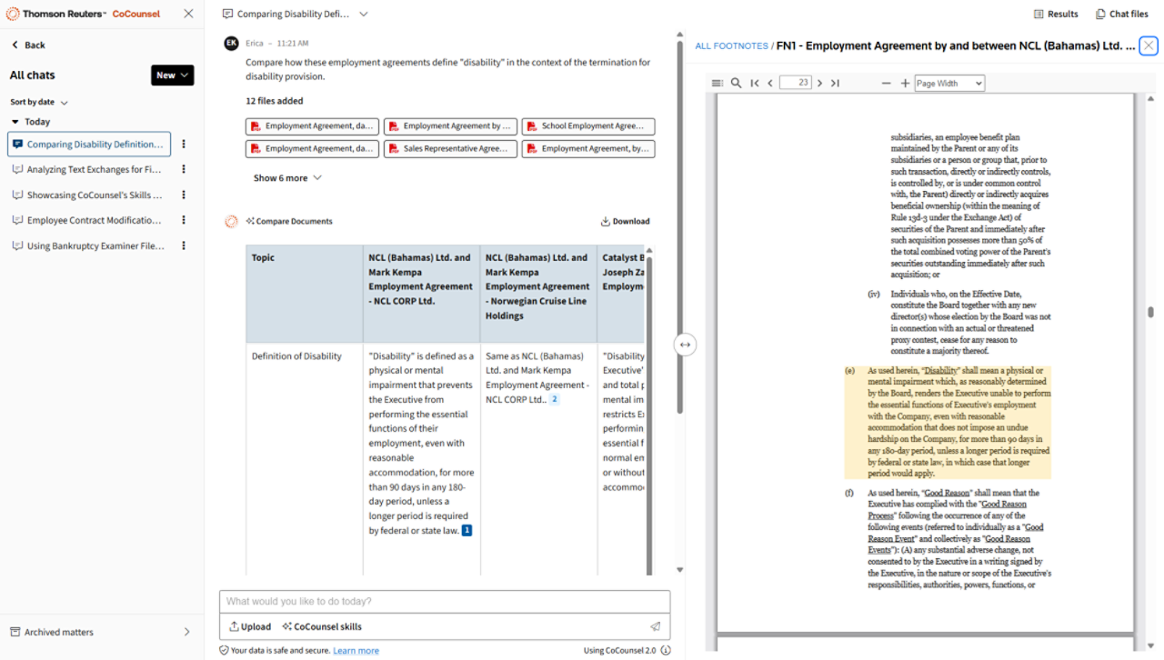 CoCounsel Core Canada – Review documents