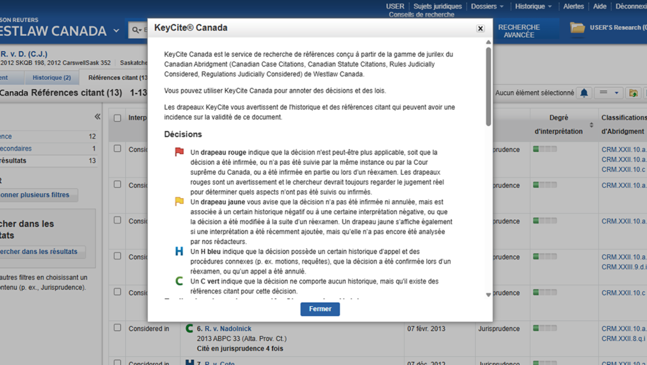 A product screenshot showing various KeyCite treatments for a group of Citing References, specifically calling out the ability to sort by Treatment Type, Date, Court Level, and more.   